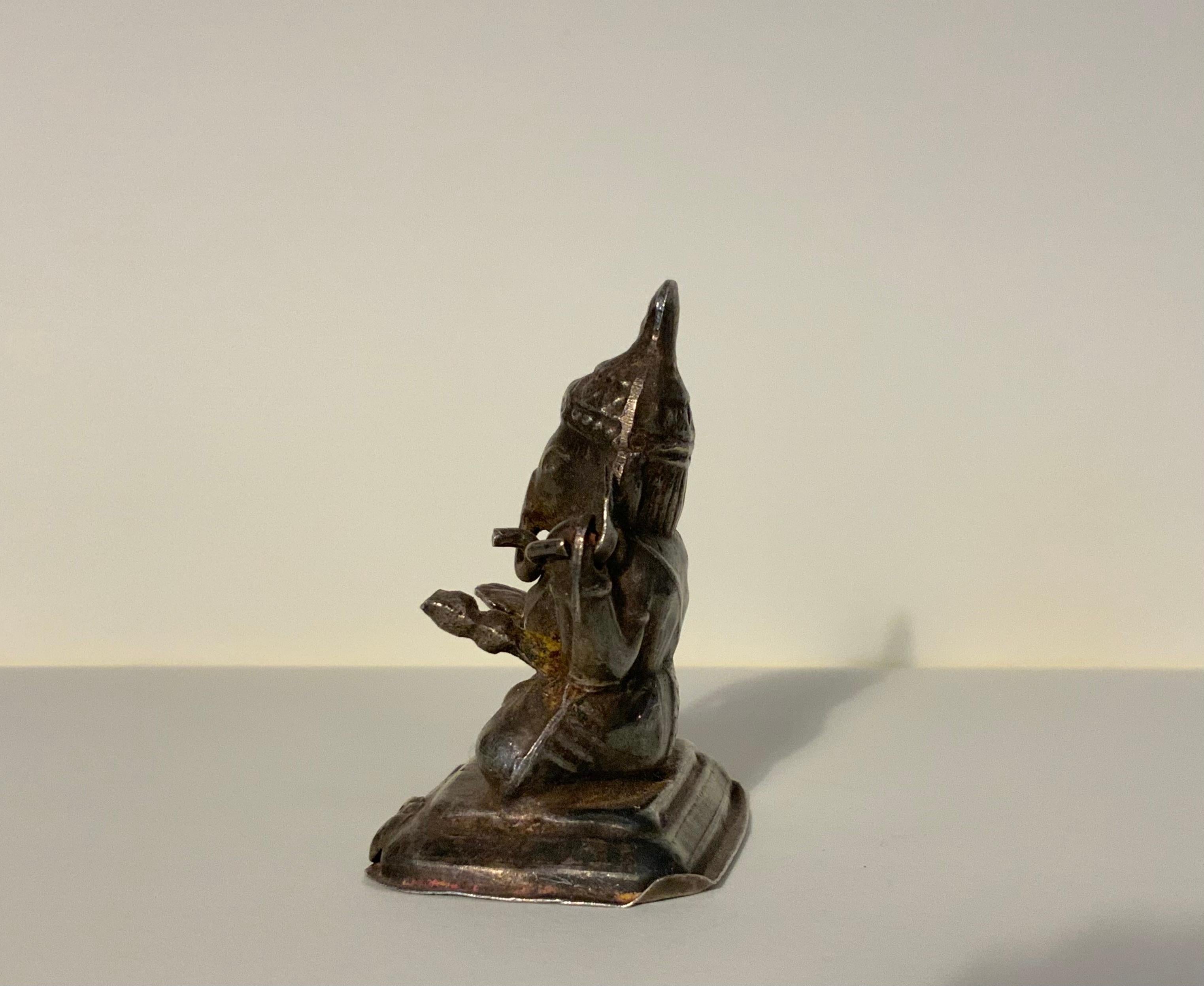 XIXe siècle 19ème siècle Rajasthan Rare Votive Miniature Silver Figure of Ganesha en vente
