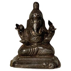 19. Jahrhundert Rajasthan Seltene Votiv-Miniatur Silber Figur von Ganesha