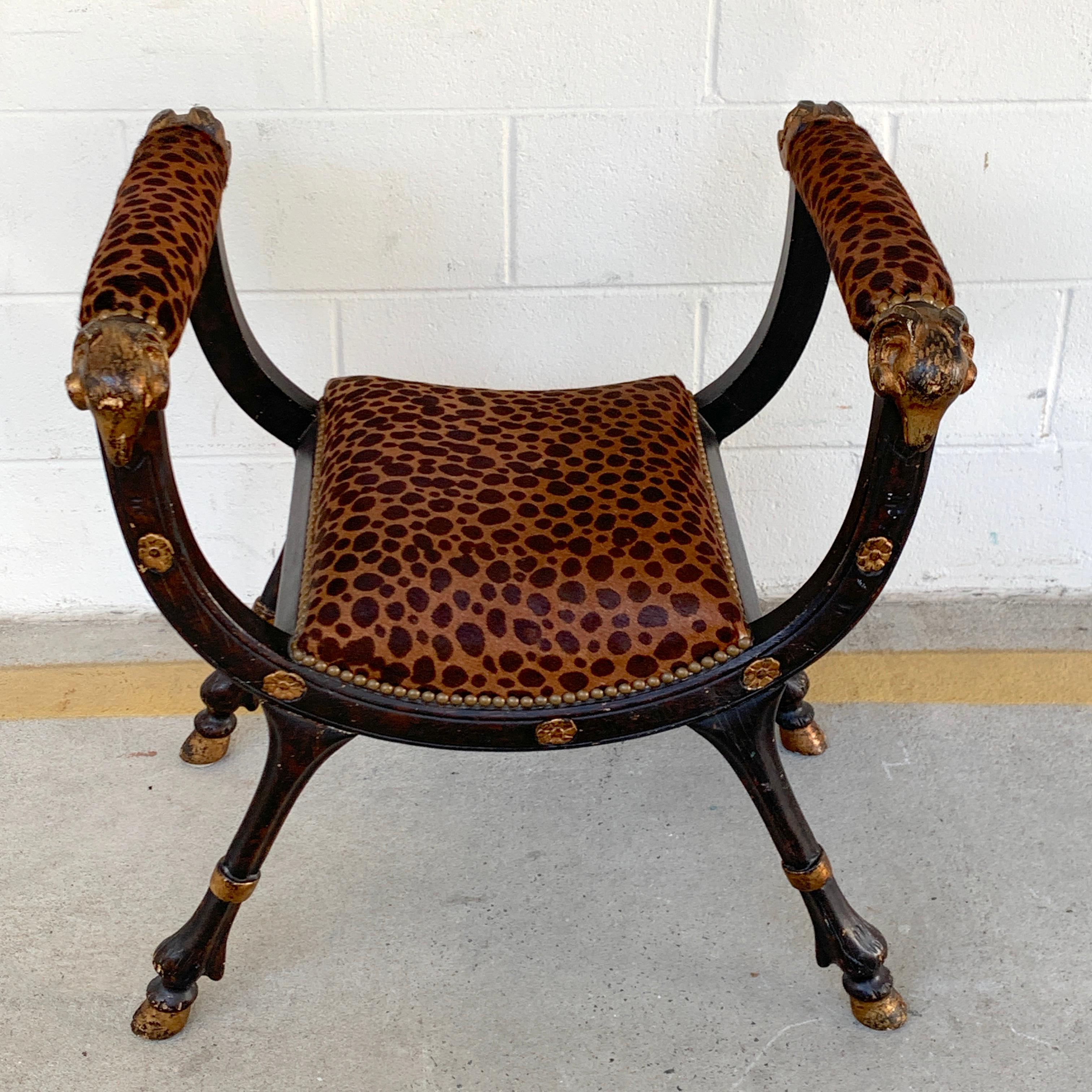 20th Century 19th Century Rams Head Curule Bench For Sale