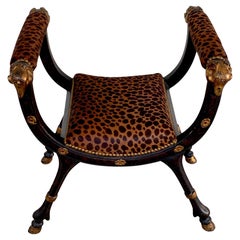 19th Century Rams Head Curule Bench