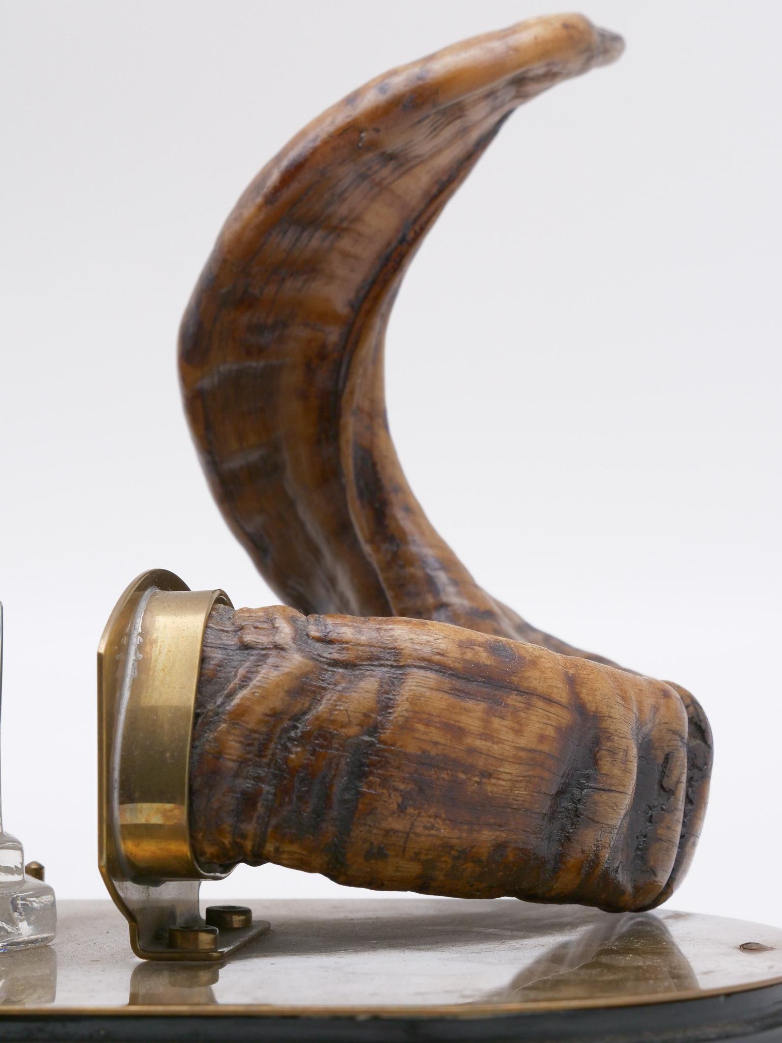 19th Century Ram's Horn Decorated Inkwell, Possibly Scottish 5