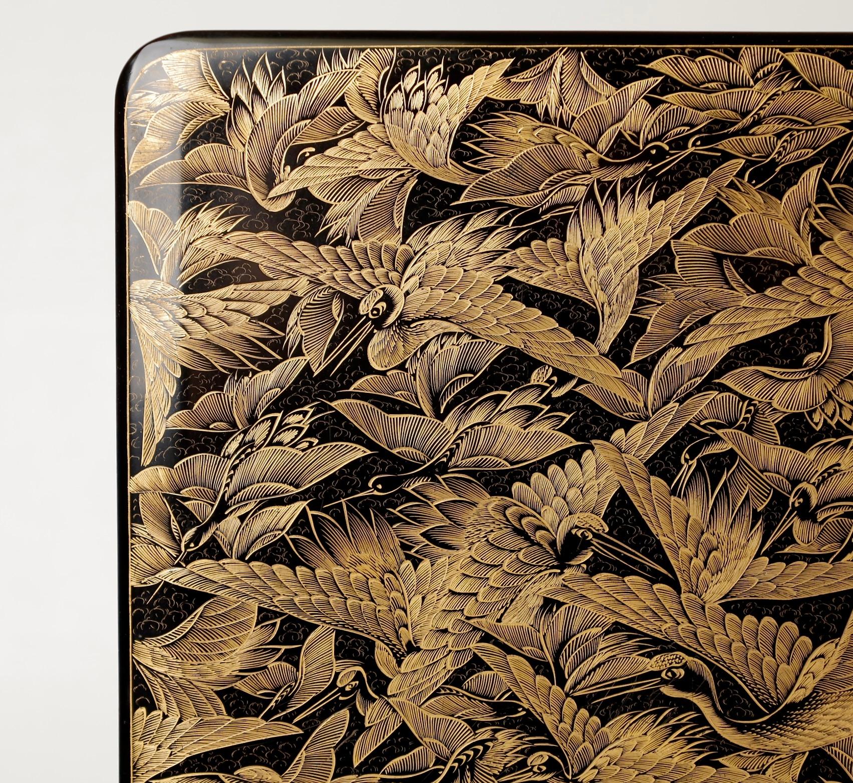 Meiji 19e siècle Rare et unique boîte en laque art déco en vente