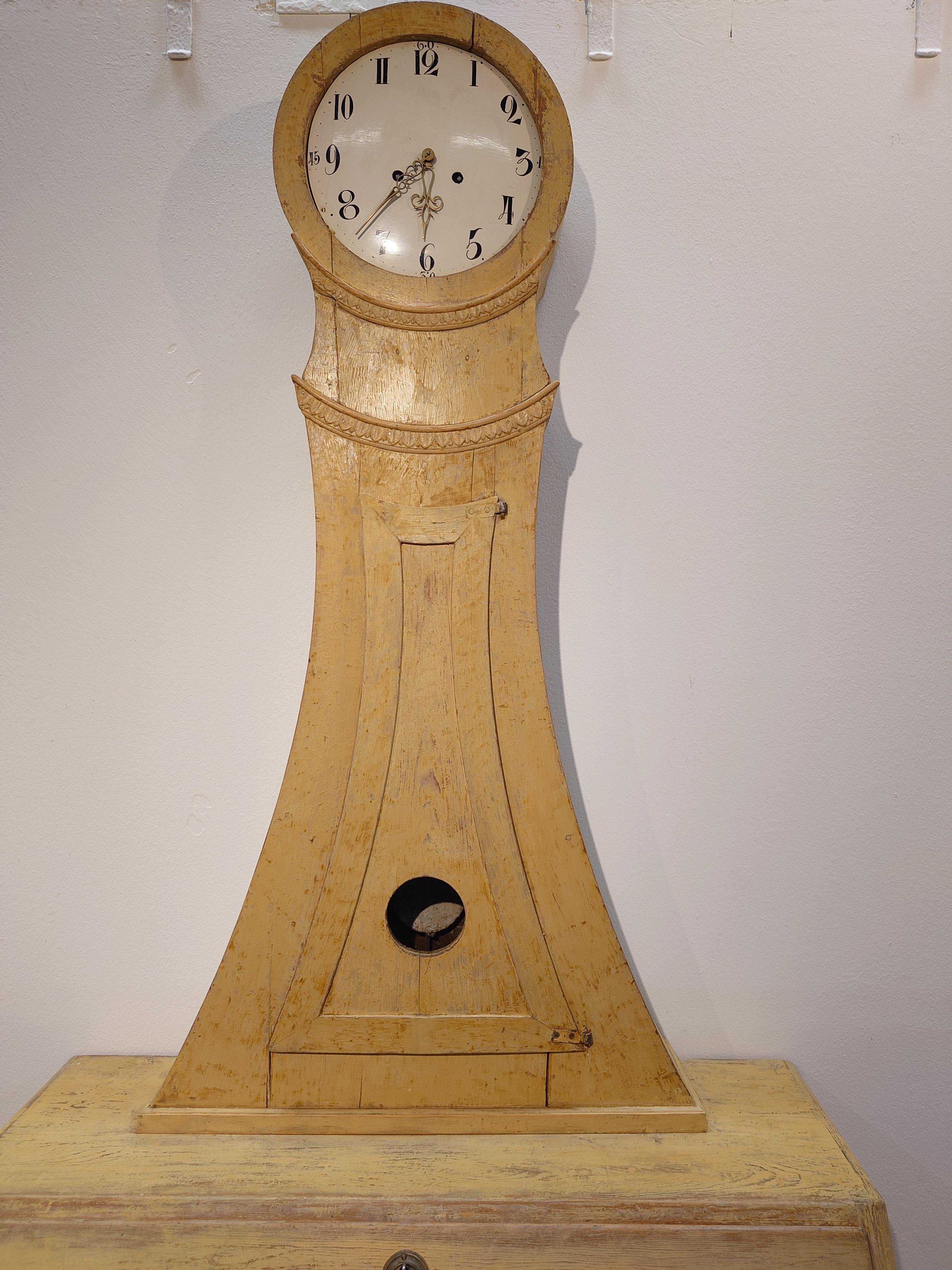  19th Century Rare antique Northern Swedish  pine Secretary clock desk  country For Sale 3