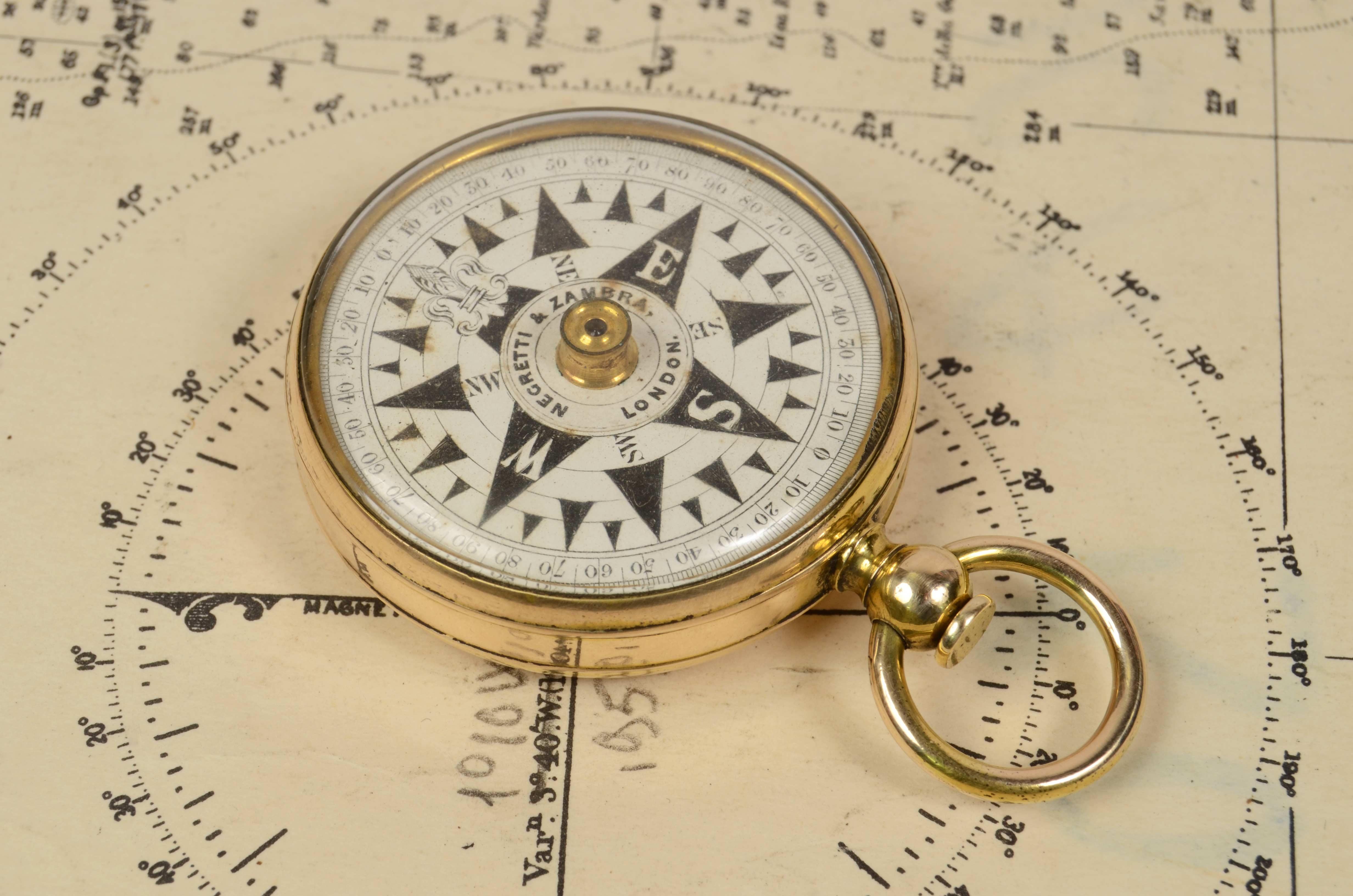 19th Century Rare Brass Pocket Compass Marine Navigation, Travelling Instrument 5