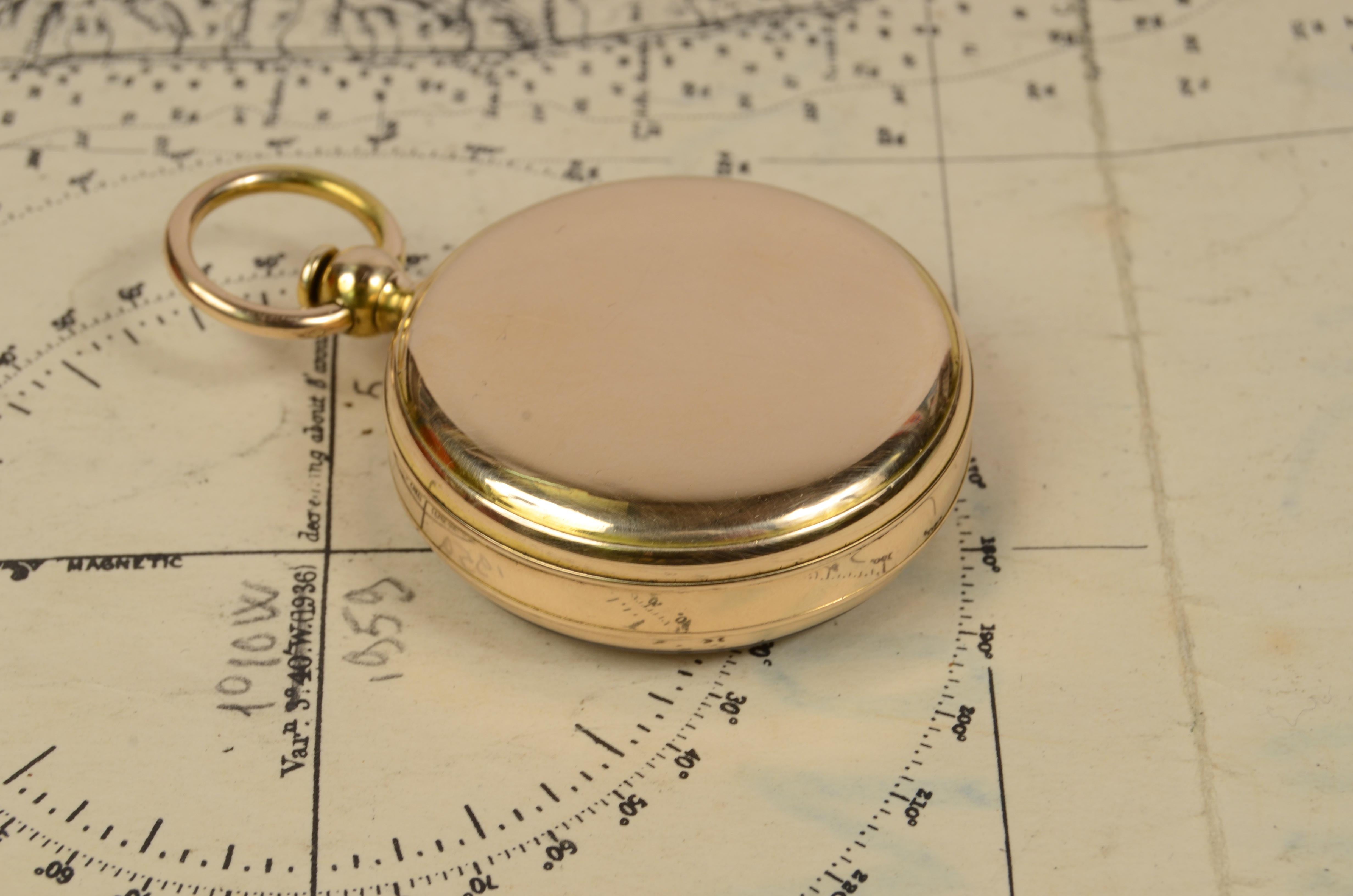 19th Century Rare Brass Pocket Compass Marine Navigation, Travelling Instrument 3