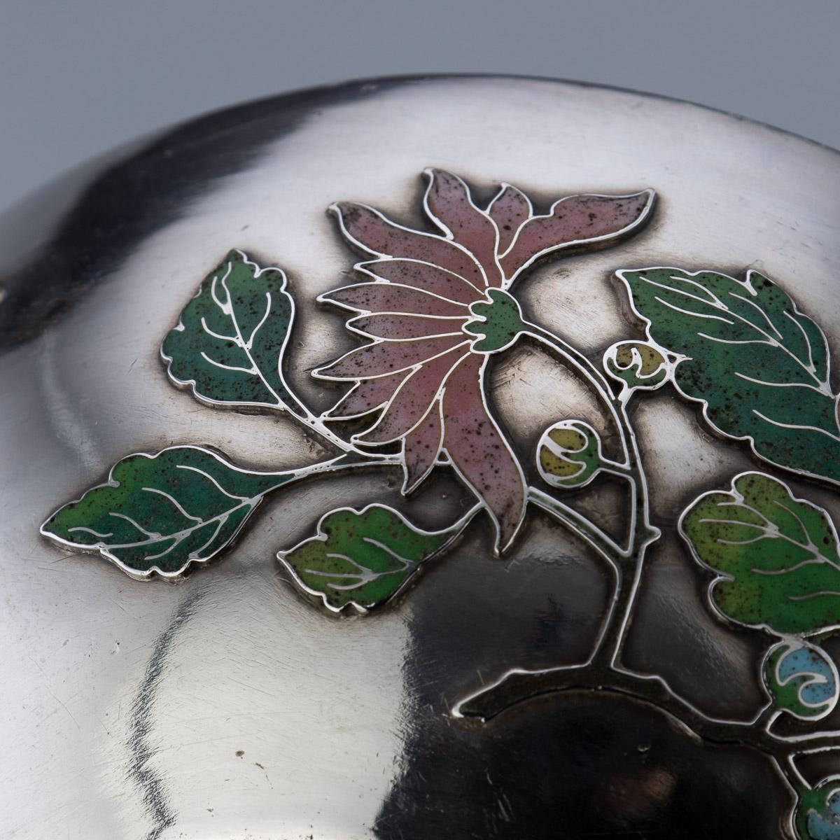 19th Century Rare Chinese Export Solid Silver & Enamel Bowl, Wang Hing, c.1890 For Sale 7