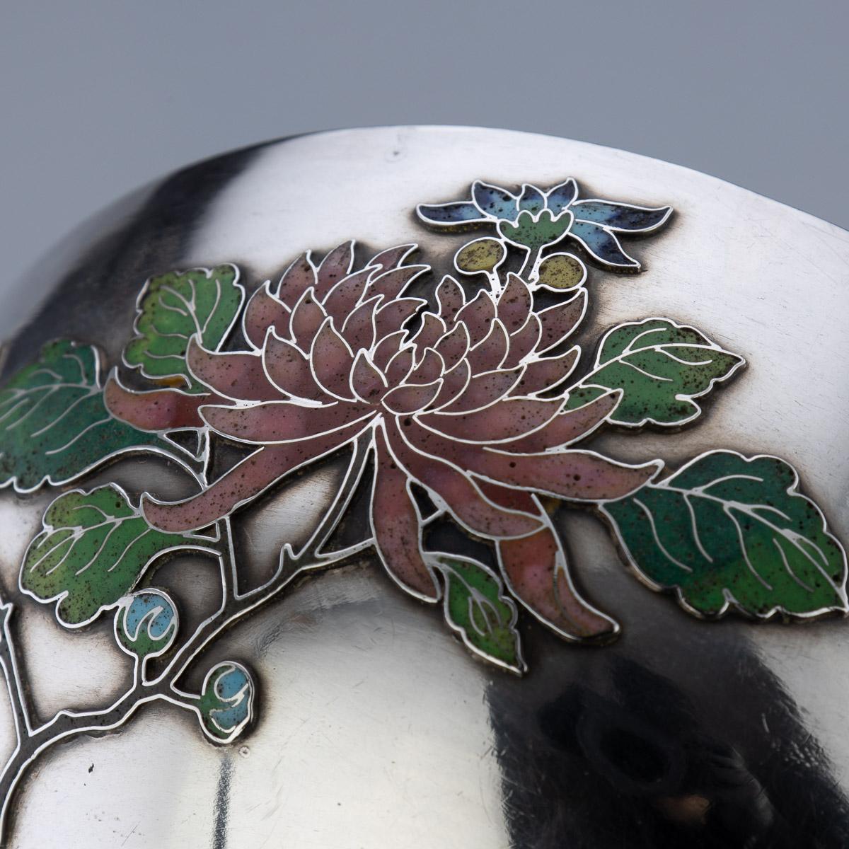 19th Century Rare Chinese Export Solid Silver & Enamel Bowl, Wang Hing, c.1890 For Sale 9