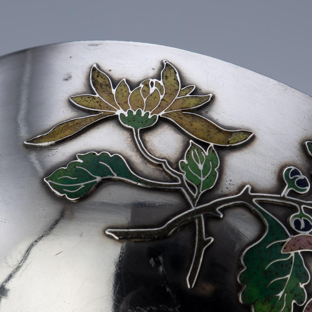 19th Century Rare Chinese Export Solid Silver & Enamel Bowl, Wang Hing, c.1890 For Sale 10