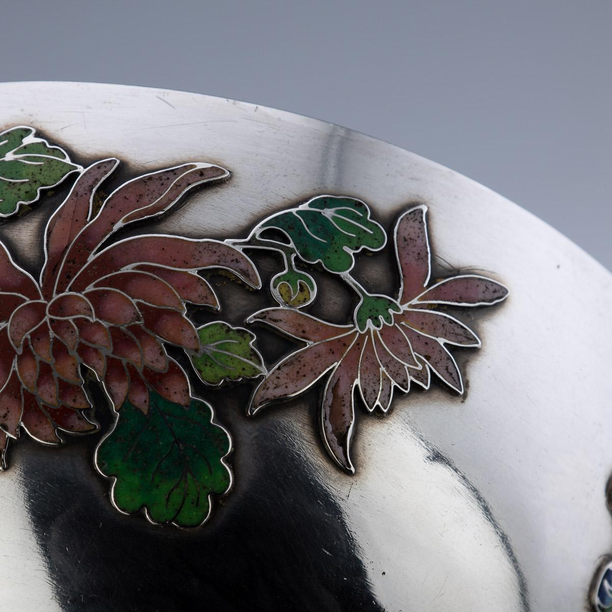 19th Century Rare Chinese Export Solid Silver & Enamel Bowl, Wang Hing, c.1890 For Sale 13