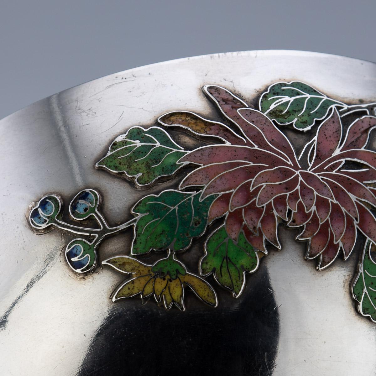 19th Century Rare Chinese Export Solid Silver & Enamel Bowl, Wang Hing, c.1890 For Sale 4