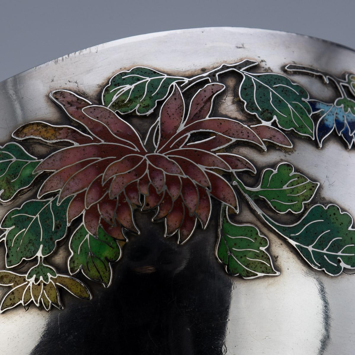 19th Century Rare Chinese Export Solid Silver & Enamel Bowl, Wang Hing, c.1890 For Sale 5