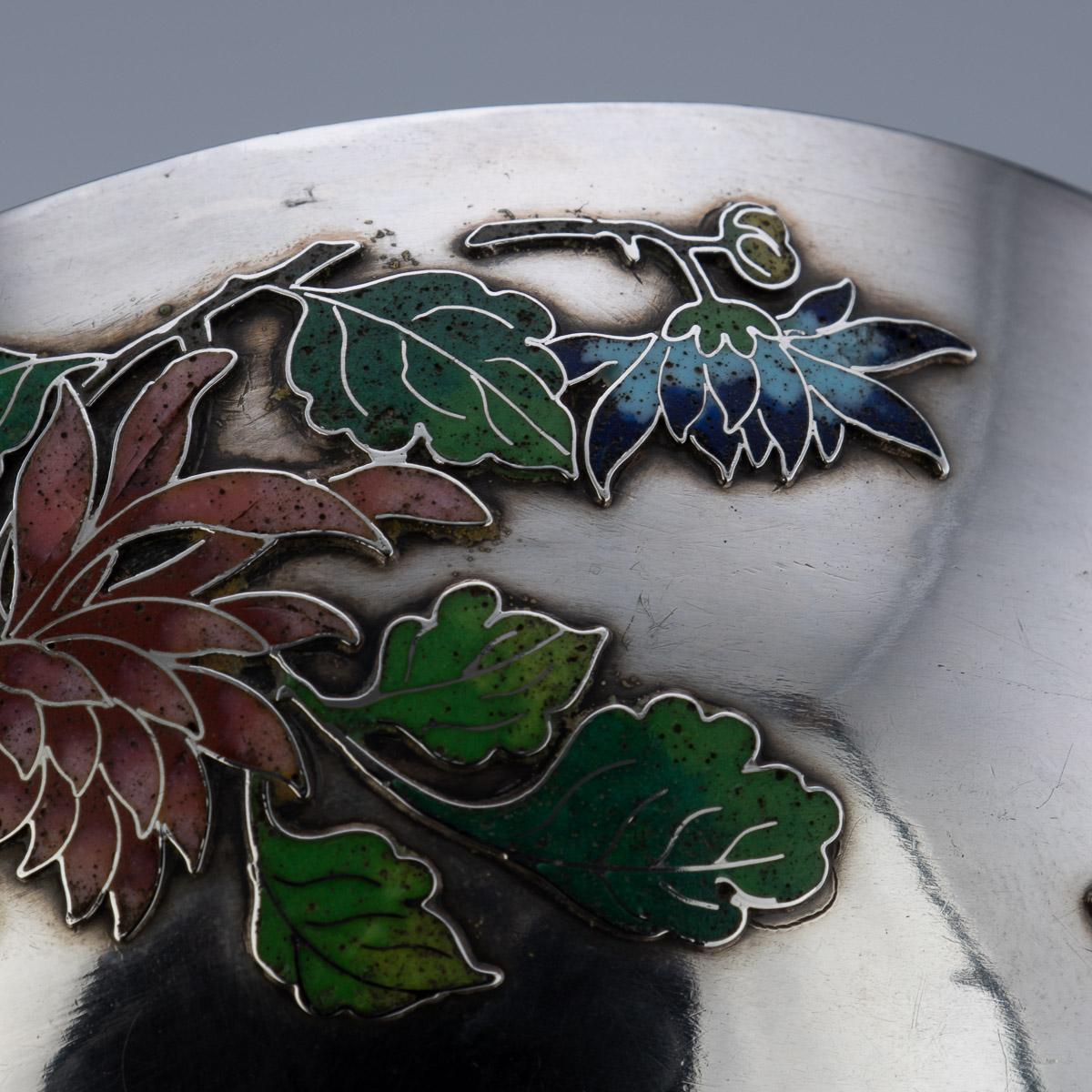 19th Century Rare Chinese Export Solid Silver & Enamel Bowl, Wang Hing, c.1890 For Sale 6