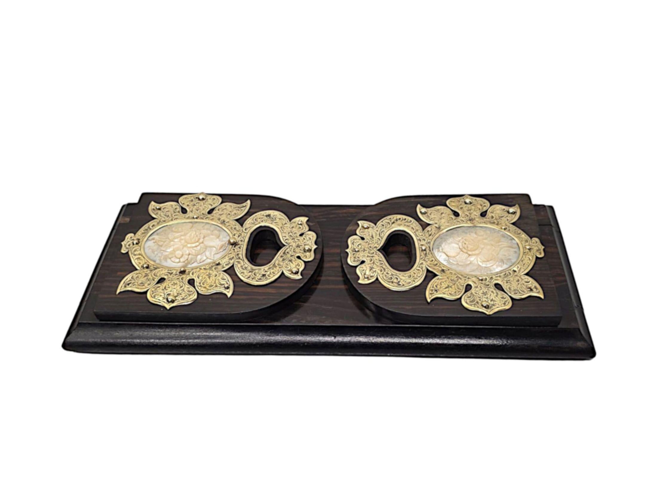 Brass 19th Century Rare Coromandel Desk Set For Sale