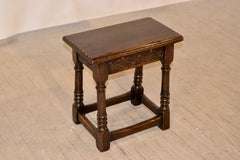 rare tabouret anglais en chêne avec tiroir:: datant du 19e siècle