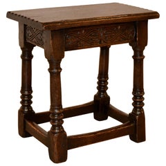 stool with drawer 19th Century Rare English Oak Joint Stool with Drawer