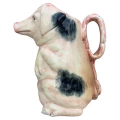Jarra de cerdo de mayólica francesa del siglo XIX Delphin Massier