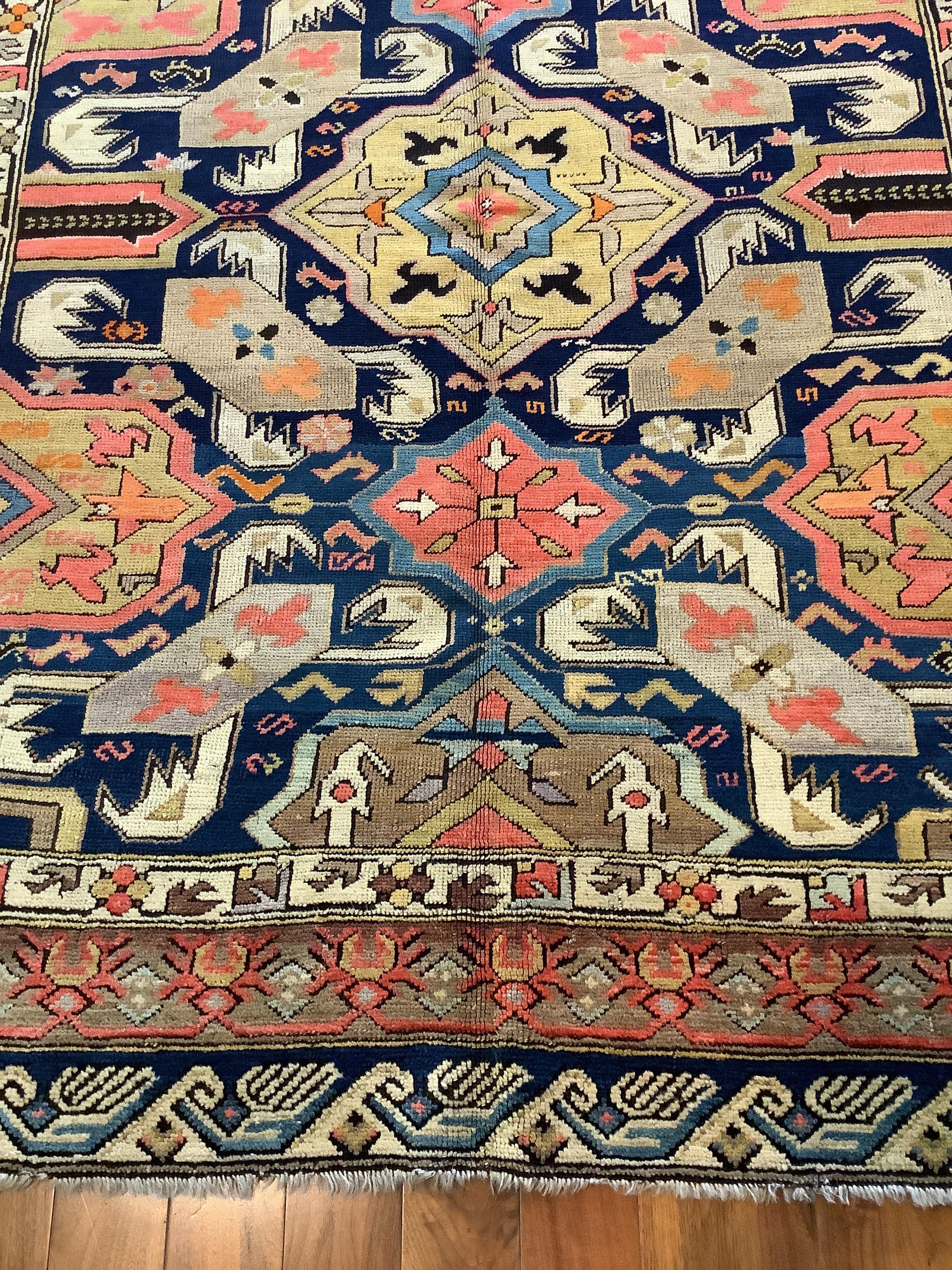 Relying on ancient tribal motifs, geometric designs, and playful abstractions, Caucasian rugs are woven in tribal settings by either village or nomadic folk.

Caucasian rugs are woven in Georgia, Armenia, Azerbaijan, and Southwest Russia by a