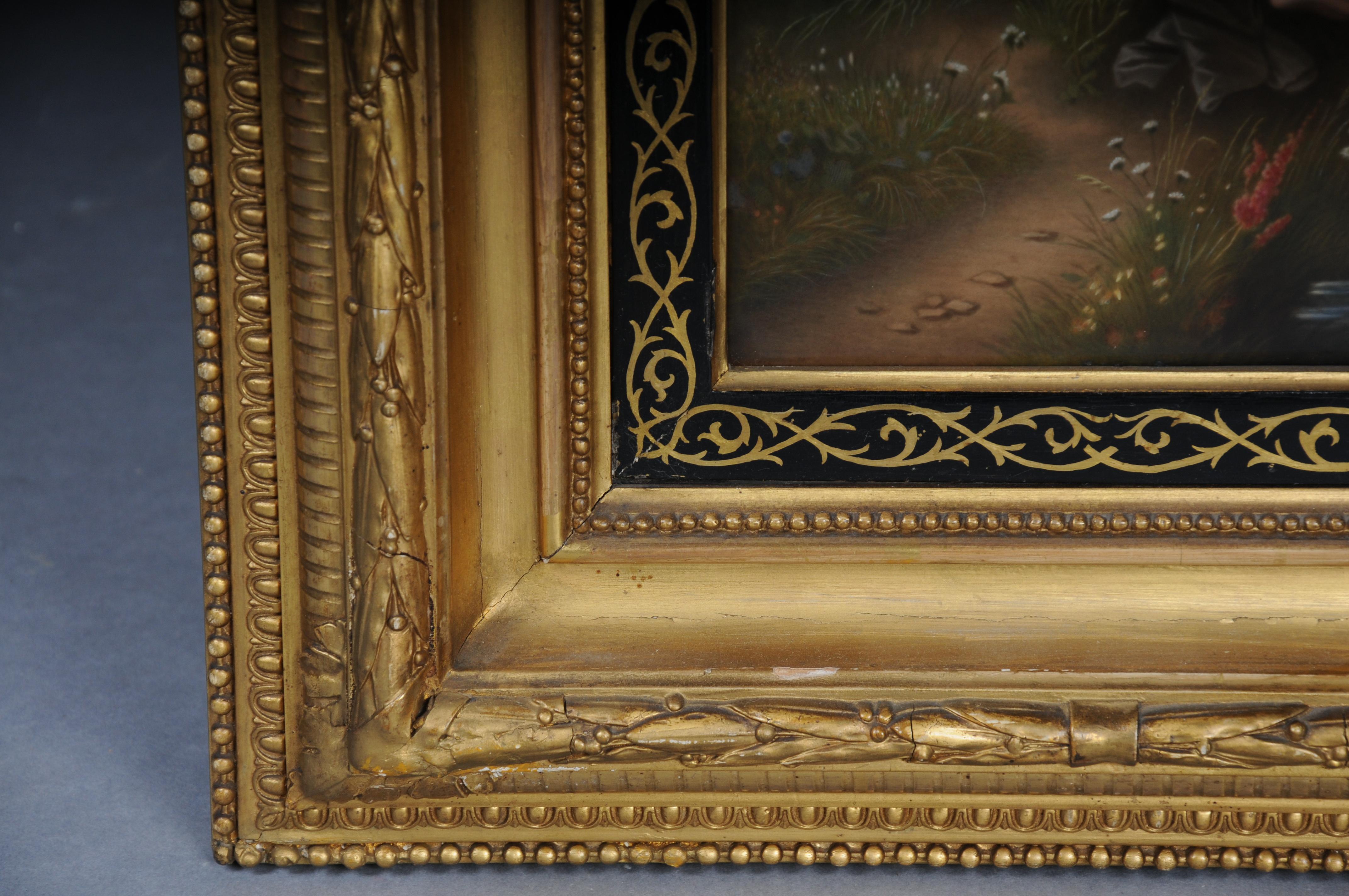 Gilt 19th Century RARE KPM Berlin porcelain plaque, Carl Meinelt For Sale