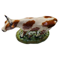 19th Century Rare Large French Majolica Cow