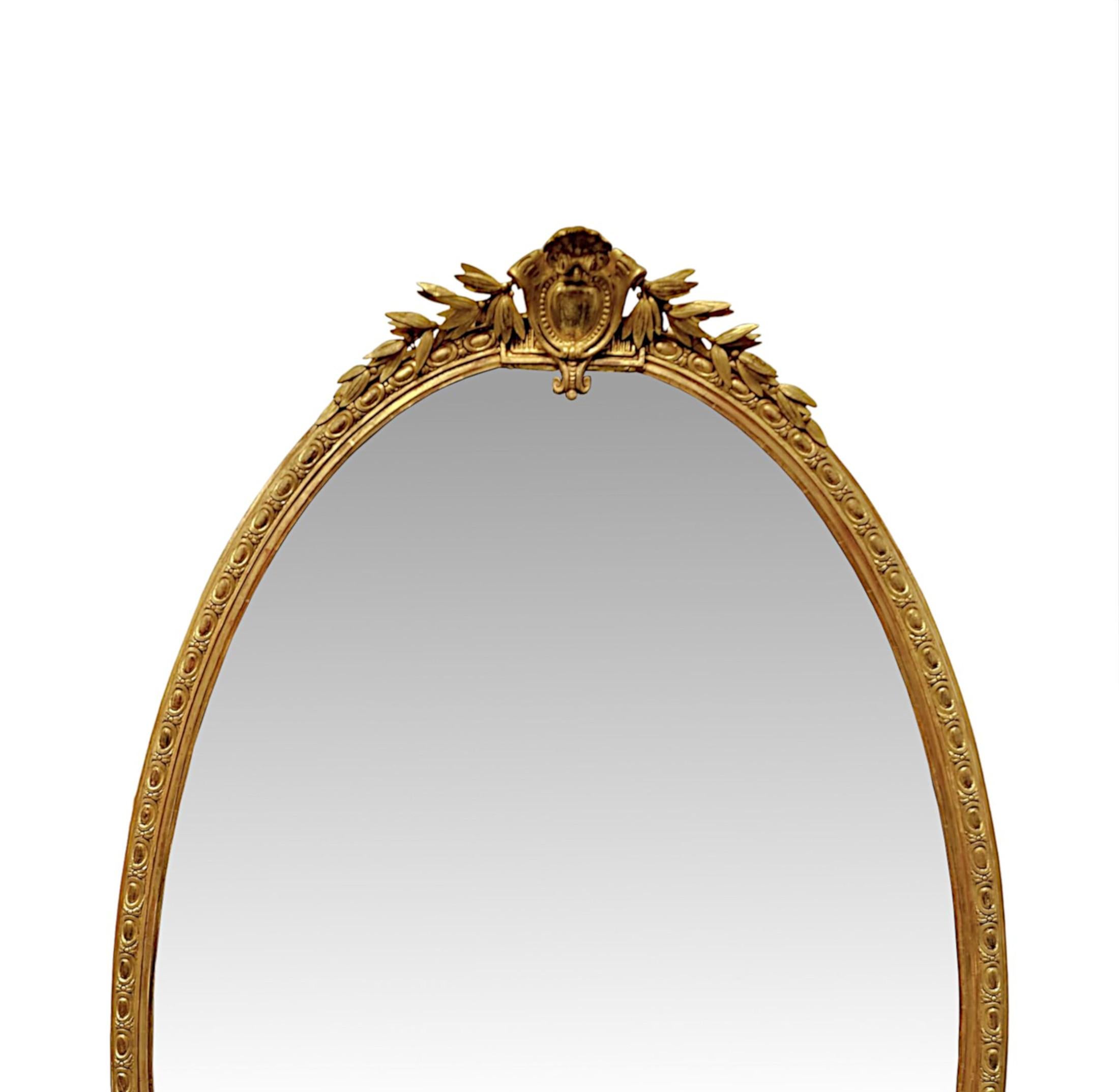 Anglais 19ème siècle Rare Grand  Miroir à trumeau ovale Giltwood en vente