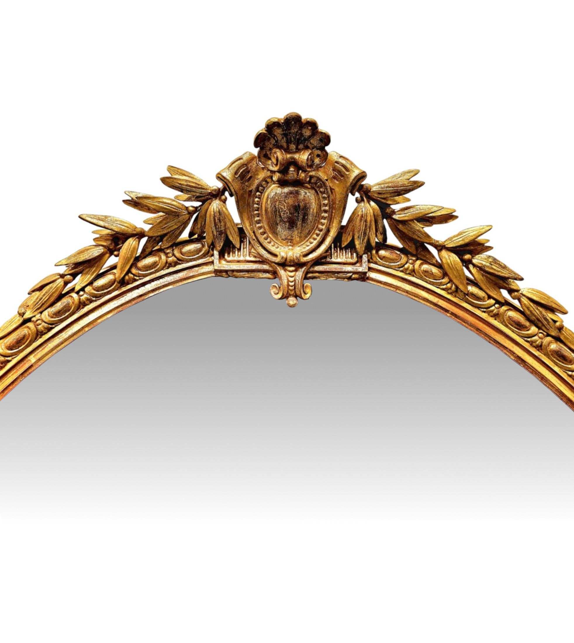 19ème siècle Rare Grand  Miroir à trumeau ovale Giltwood Bon état - En vente à Dublin, IE