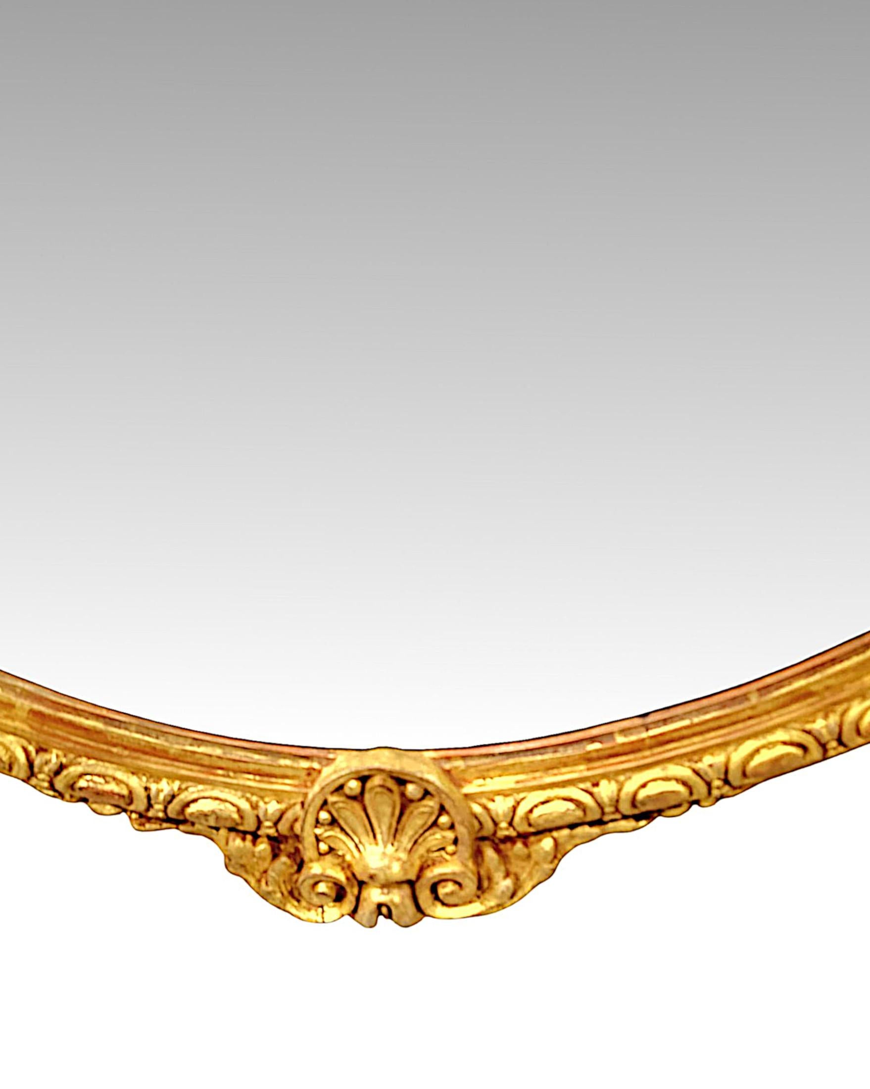 XIXe siècle 19ème siècle Rare Grand  Miroir à trumeau ovale Giltwood en vente