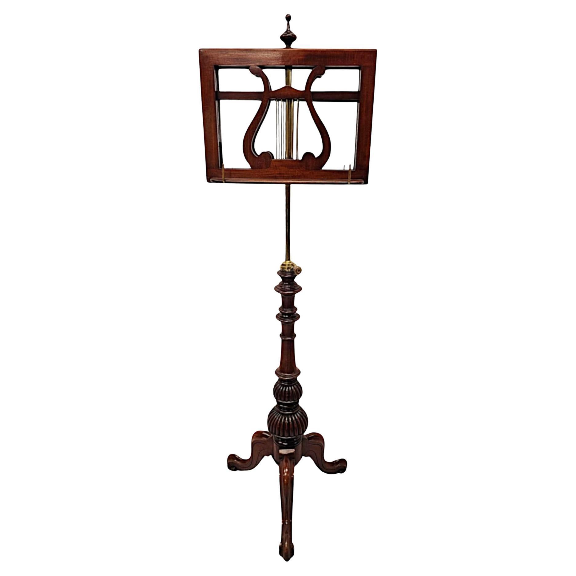 19th Century Rare Mahogany and Brass Duet Music Stand