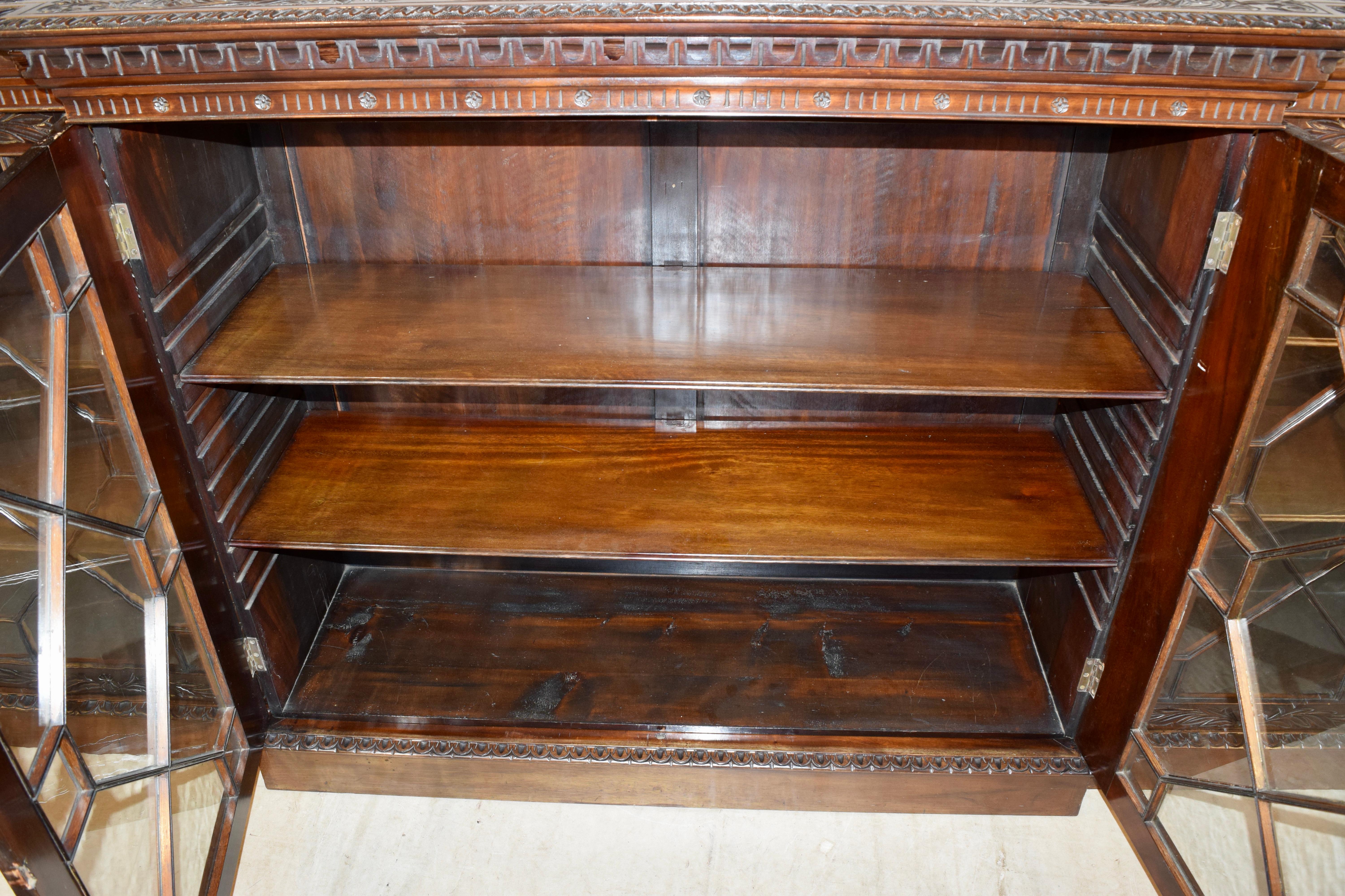 19th Century Rare Mahogany Carved Bookcase 4