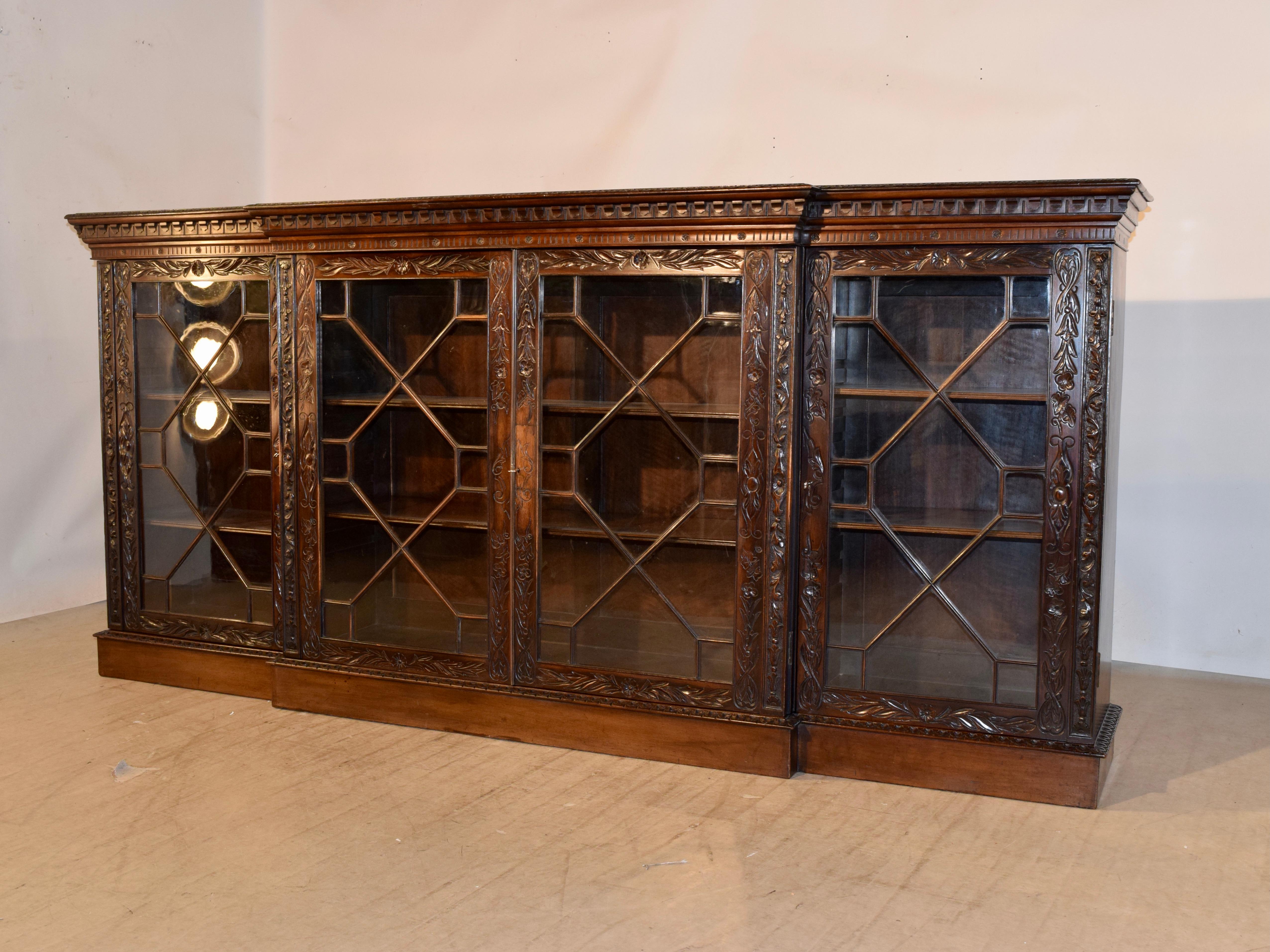 High Victorian 19th Century Rare Mahogany Carved Bookcase