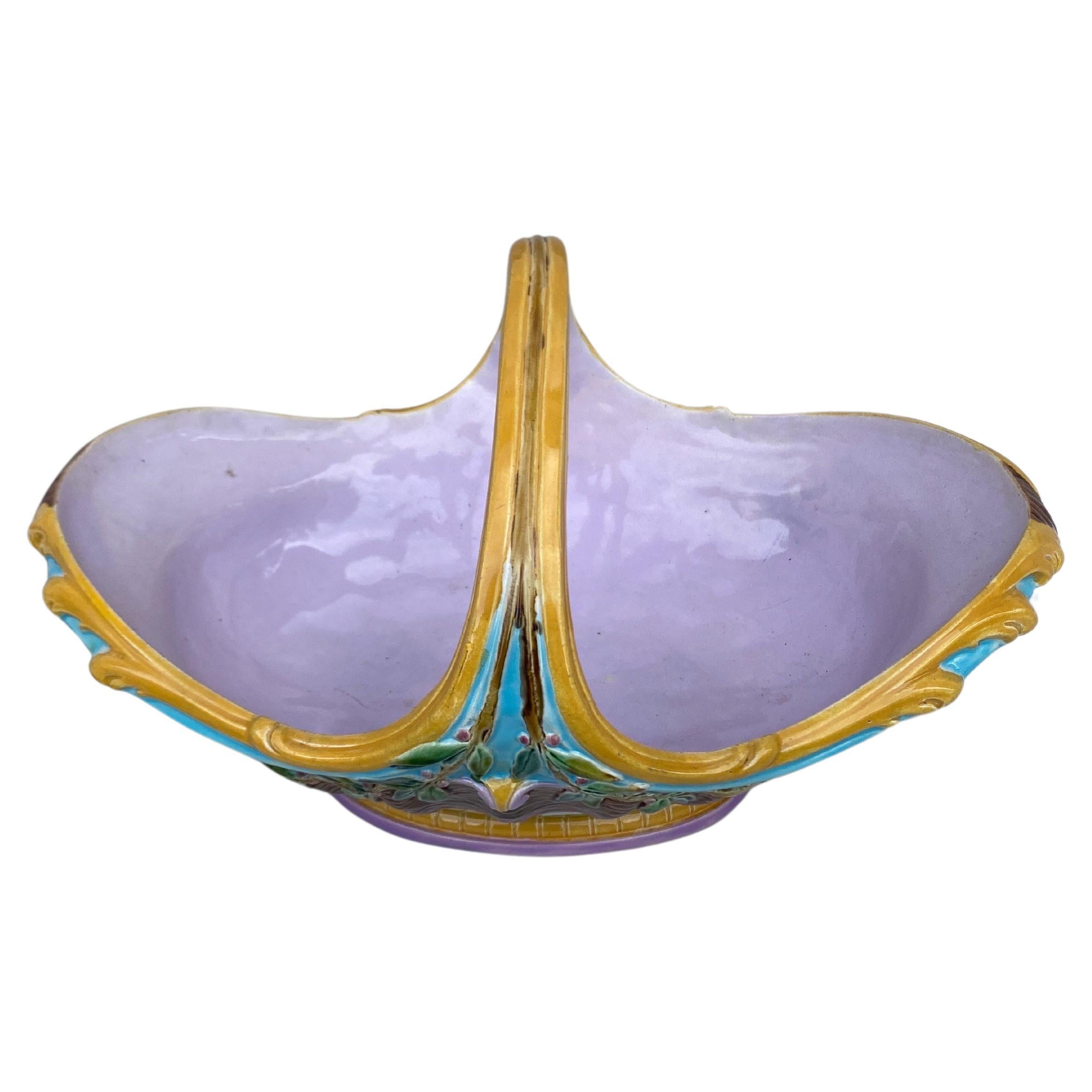 Vittoriano Raro cestino in maiolica del XIX secolo T.C. Brown Westhead Moore & Co. in vendita