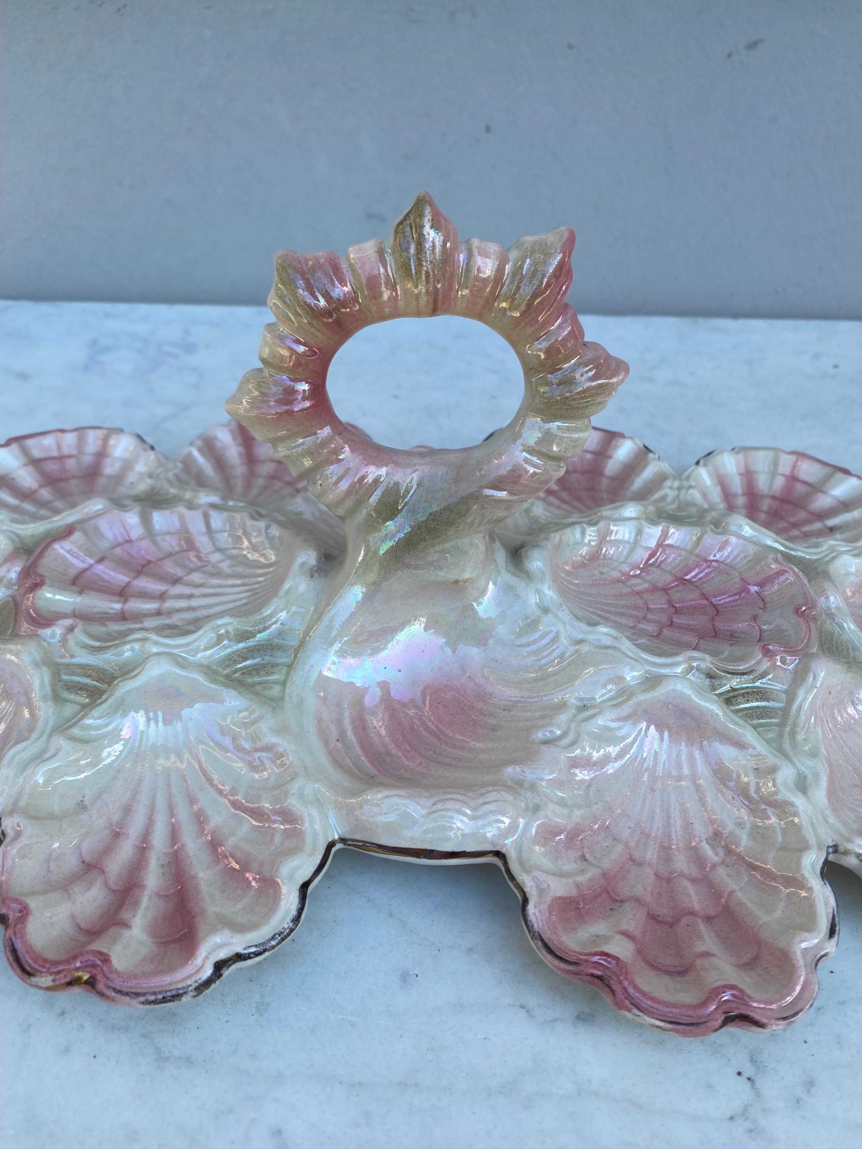 19th Century Rare Majolica Oyster Server Fives Lille In Good Condition In Austin, TX