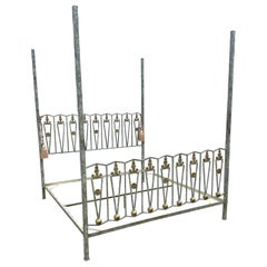 19th Century Rare Neoclassical Style Iron King Poster Bed
