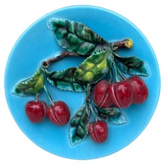 Petit plat à prunes rare du 19ème siècle Perret Gentil Menton