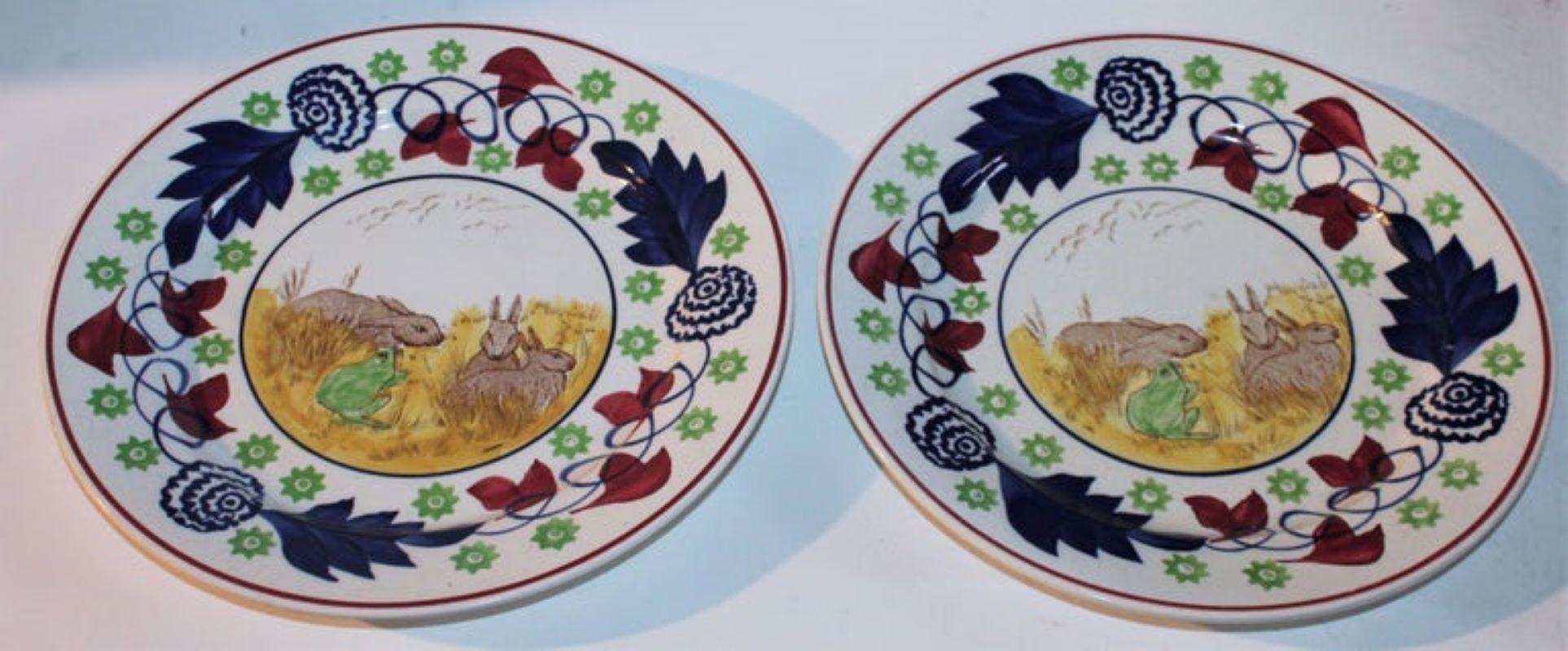 Adirondack 19th Century Rare Stick Spatter Rabbit Plates / Set of Four