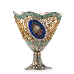 19th Century Rare Swiss 18-Karat Gold & Enamel Zarf, Ottoman Market, circa 1830