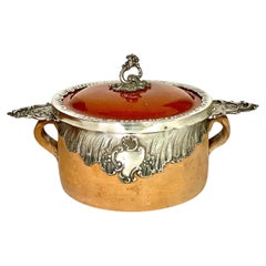 Raro Plato de Terracota y Plata del Siglo XIX con Sello de Vieillard