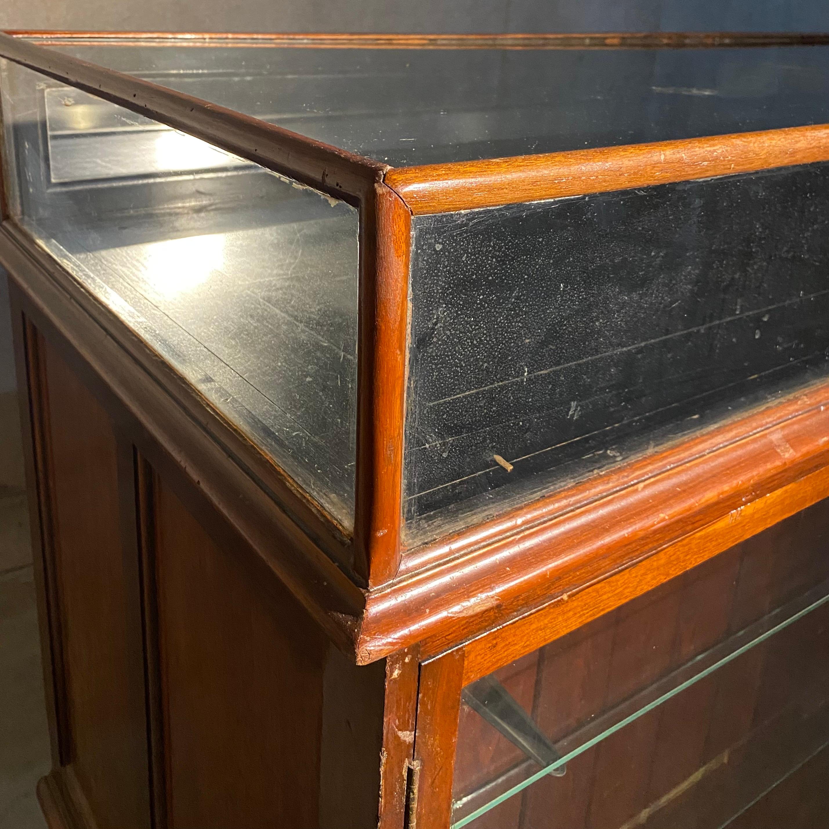 Glass 19th Century Rare Victorian Mahogany Jewellers Display Case Counter For Sale