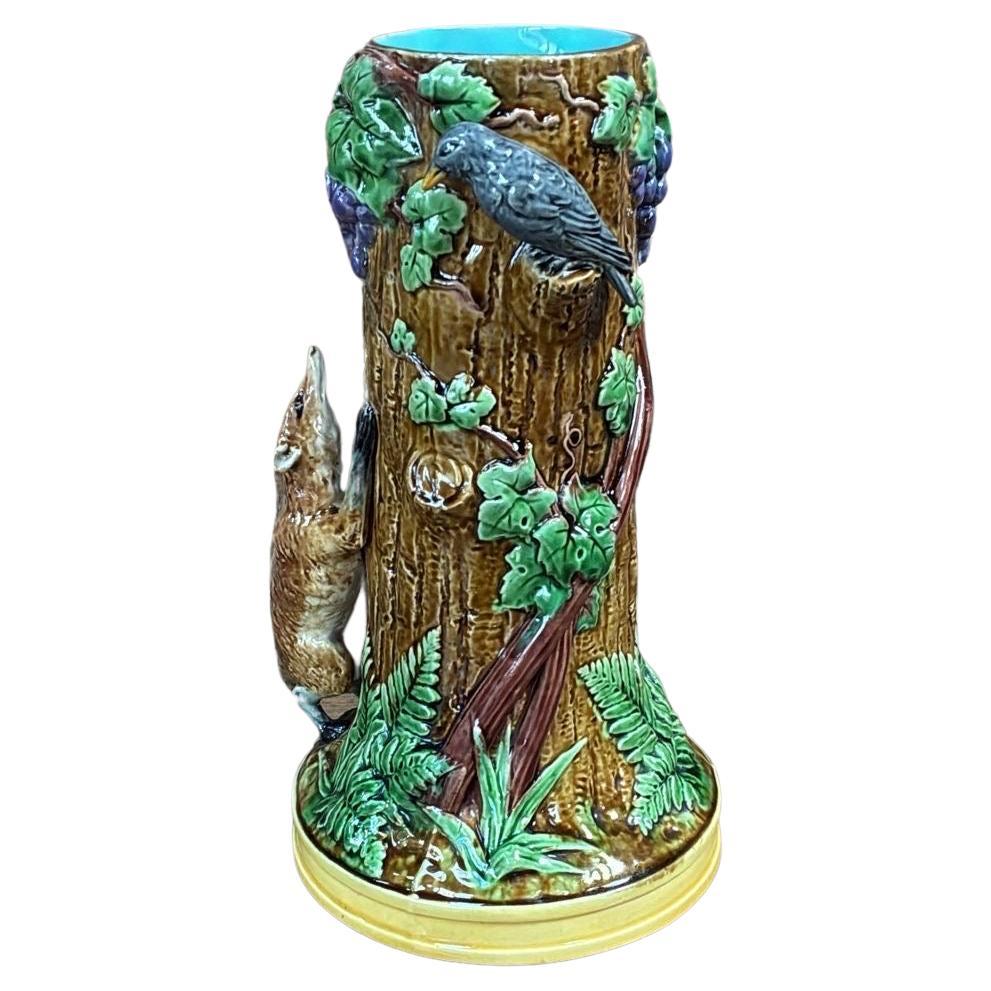 Fine XIX secolo Raro vaso vittoriano in maiolica del 19° secolo, con volpe e corvo, Minton in vendita