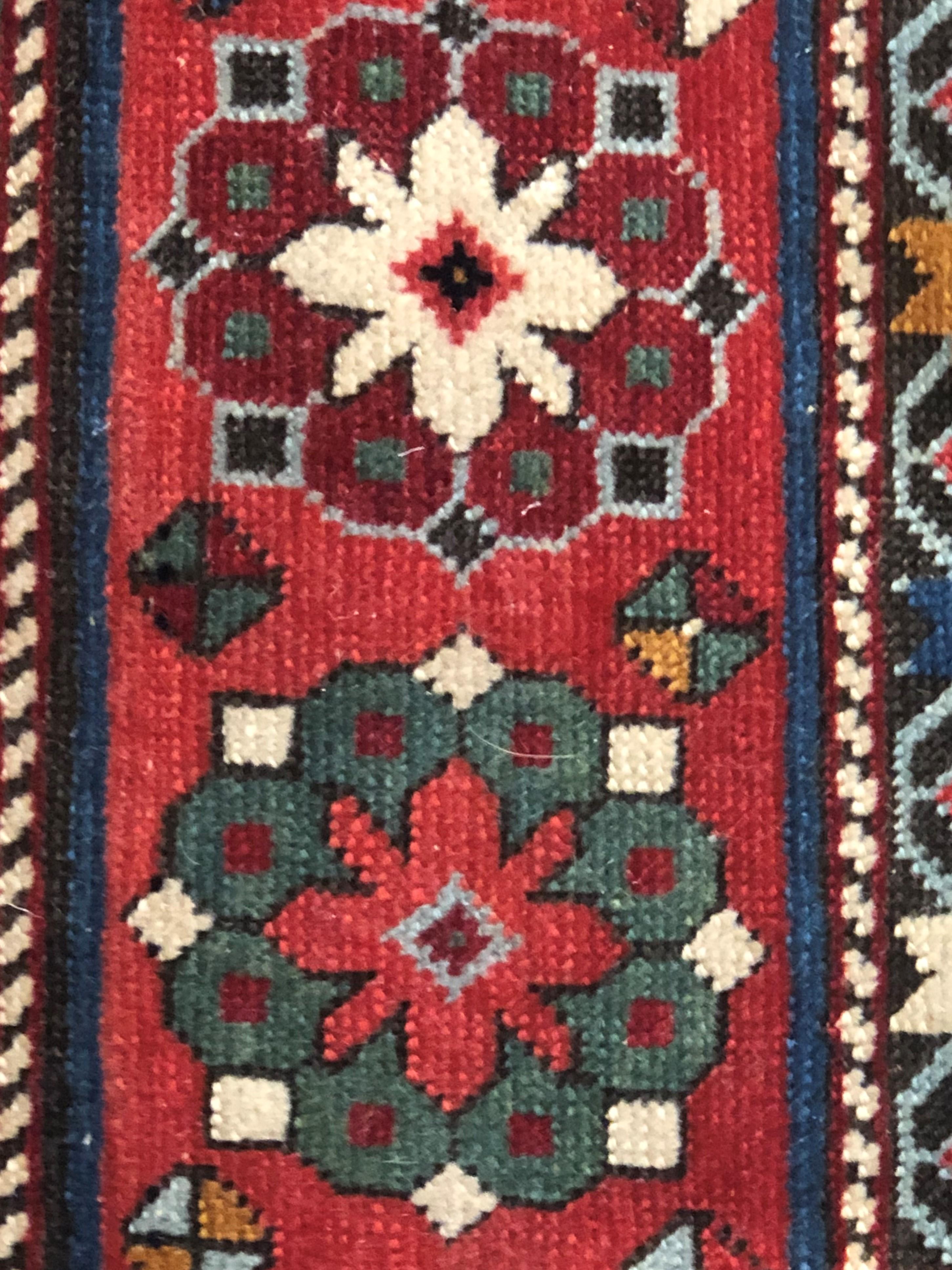 19th Century Rare Yellow and Red with Flowers and Boté Caucasian Talish, ca 1890 For Sale 8