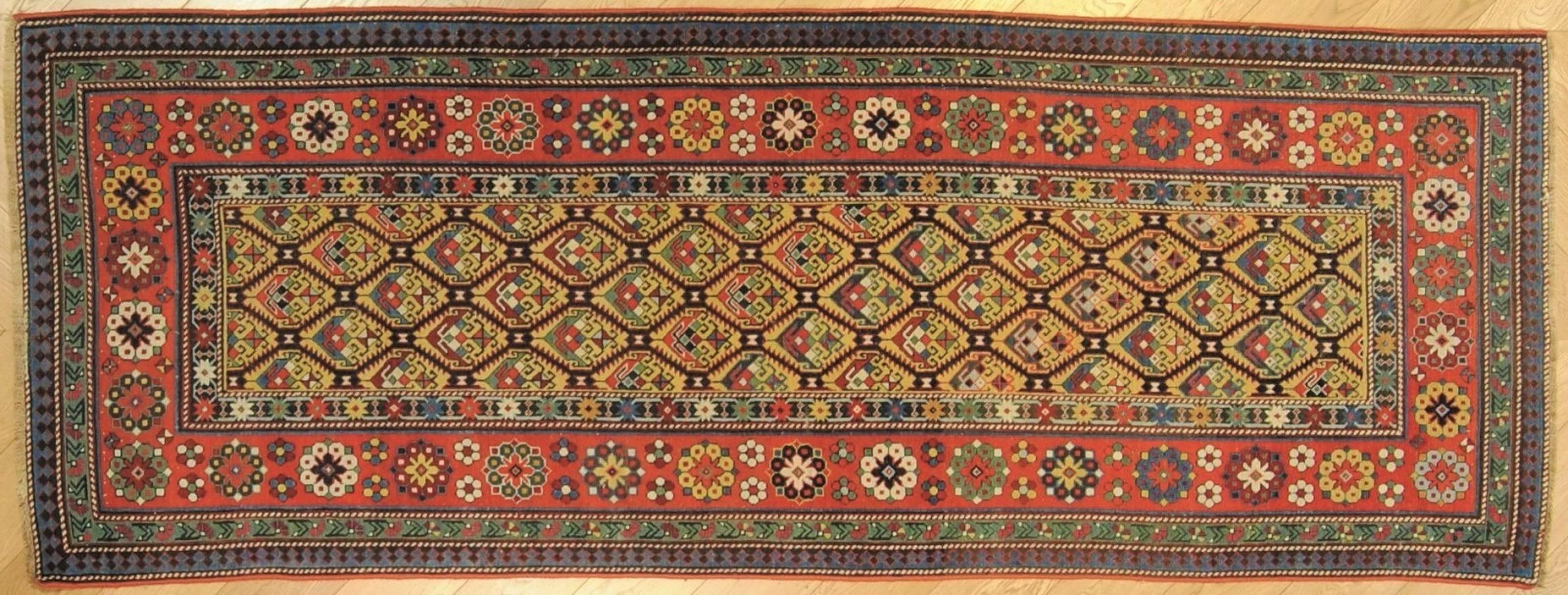 The territory of Talish is located in the southeastern part of the Caucasus, near the Caspian Sea, on the border with Persia. The main features of Talish carpets are the elongated size and a relatively narrow central field, often as wide as the