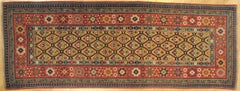 19th Century Rare Yellow and Red with Flowers and Boté Caucasian Talish, ca 1890