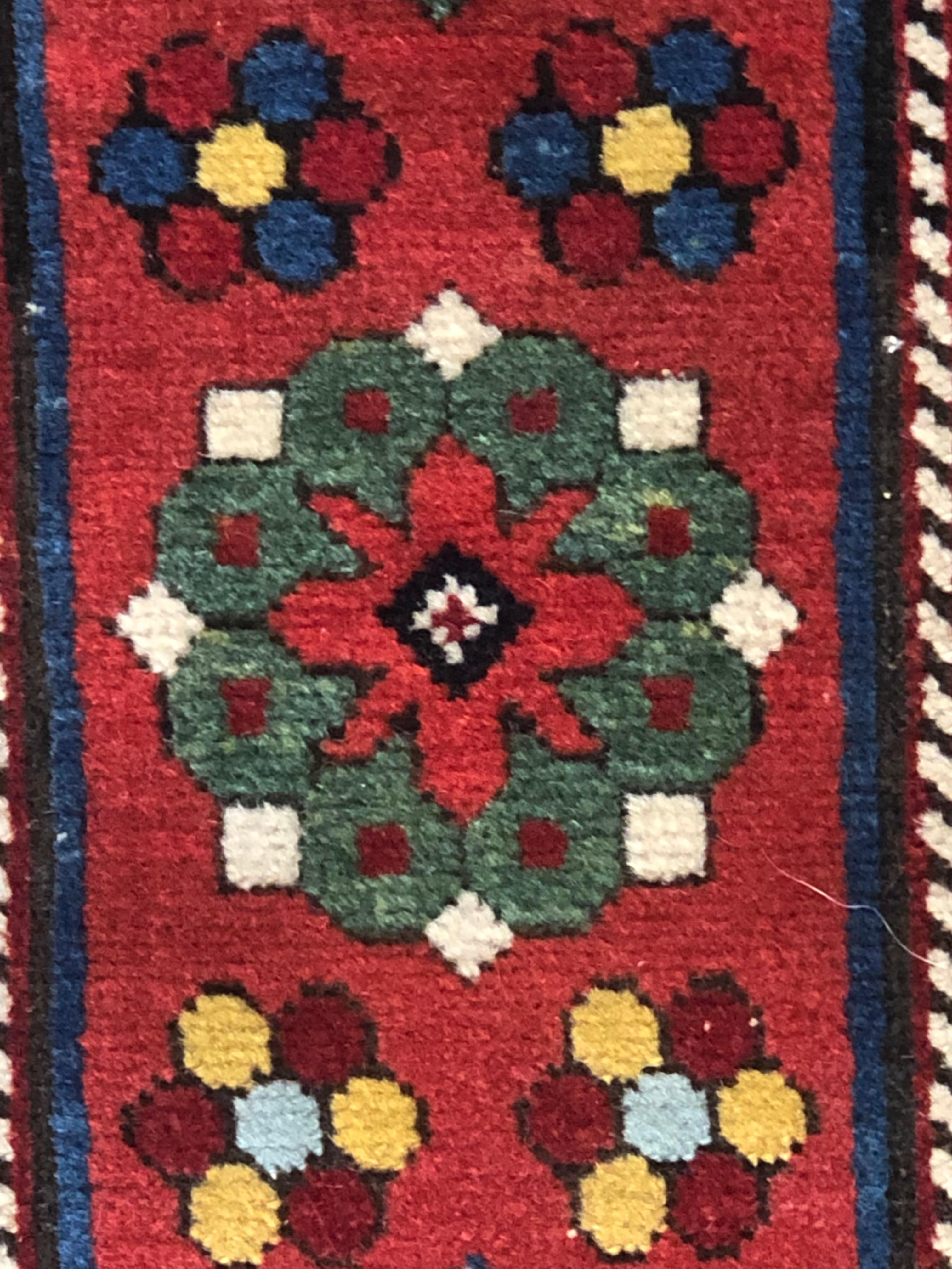 19th Century Rare Yellow and Red with Flowers and Boté Caucasian Talish, ca 1890 For Sale 1