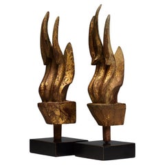 19th Century, Rattanakosin, A Pair of Antique Thai Wood Carving