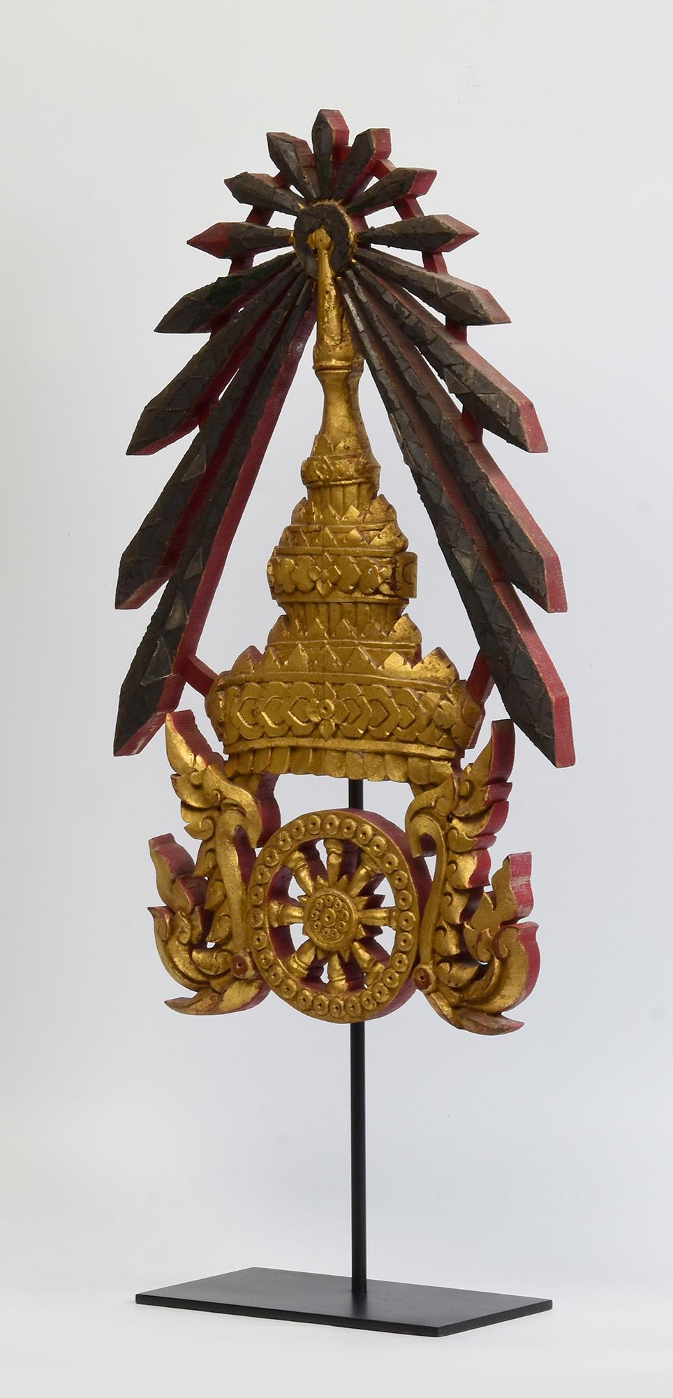19th Century, Rattanakosin, Antique Thai Wood Carving with Stand For Sale 2