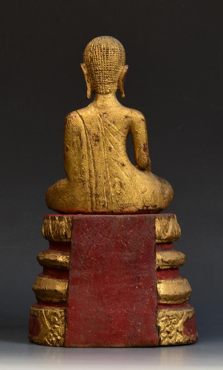 19th Century, Rattanakosin, Antique Thai Wooden Seated Disciple / Monk For Sale 5