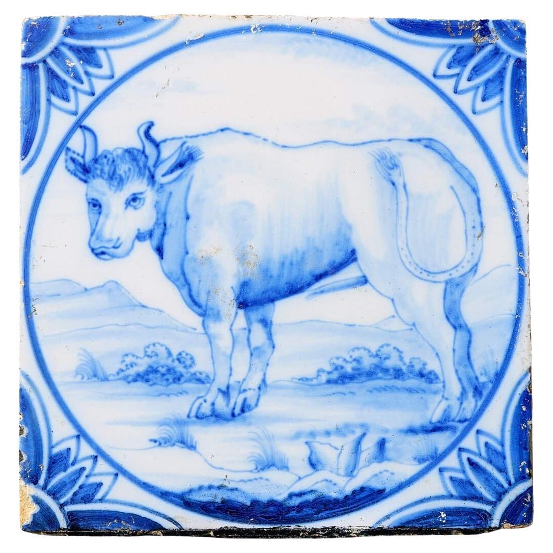 Tile de Delft bleu et blanc du 19e siècle Ravesteijn