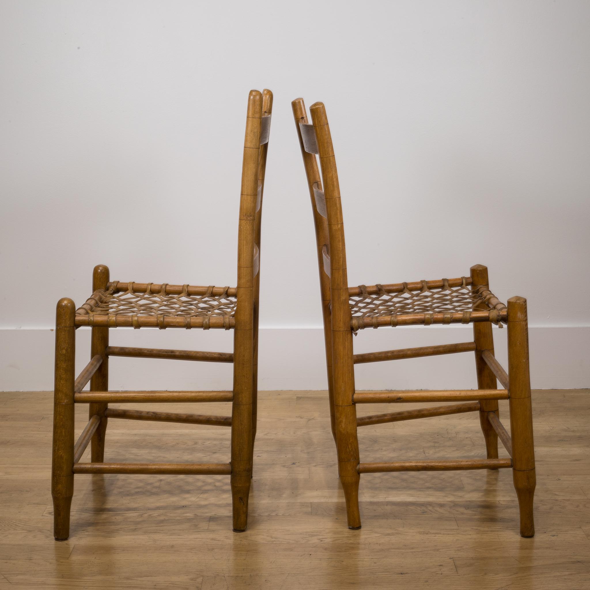 Wood 19th Century Rawhide Chairs from Historic Oregon Commune, circa 1856