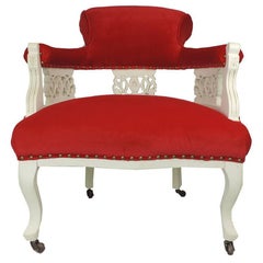 19th Century Read Velvet Victorian Tub Chair