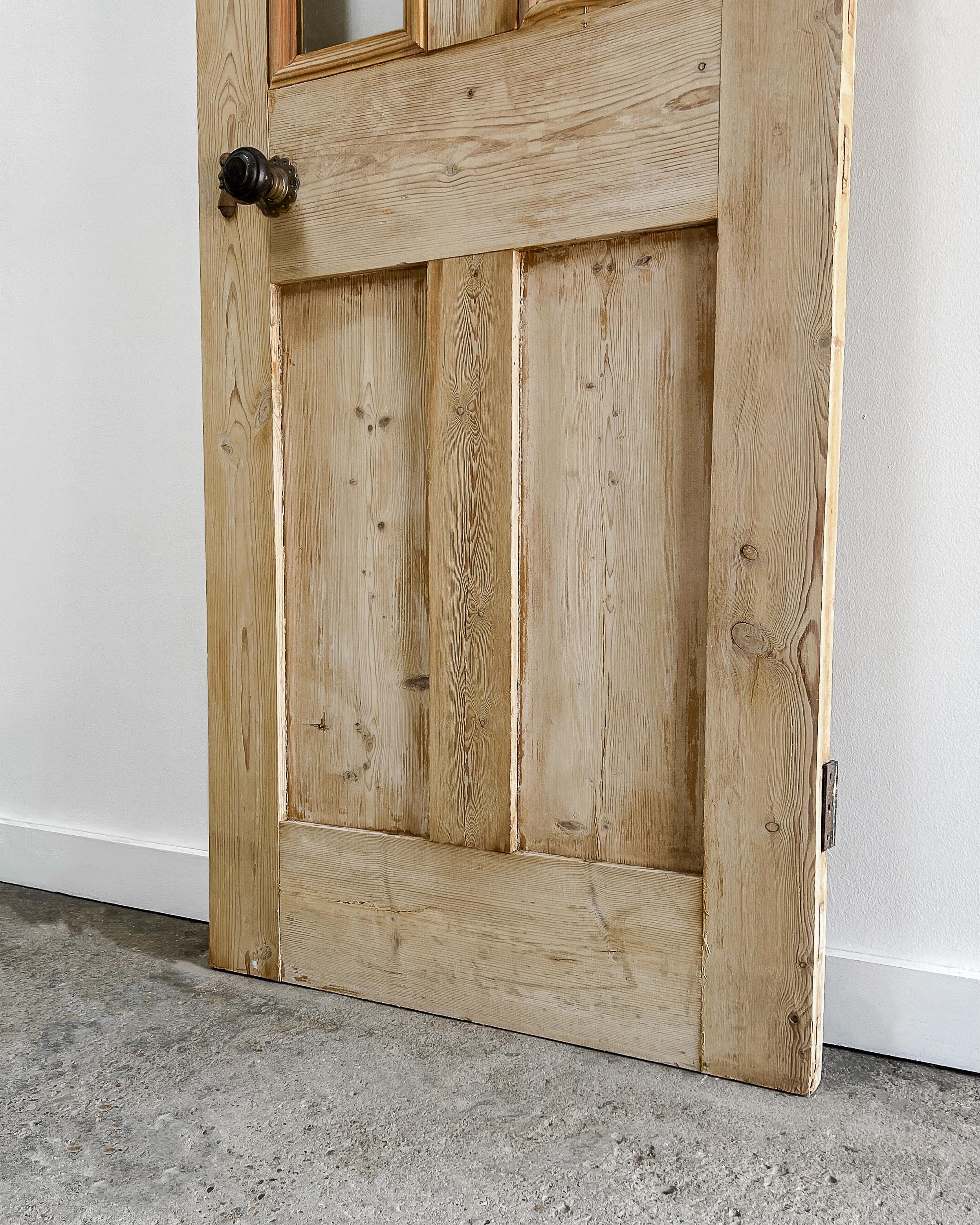 19th Century Reclaimed 2-Lite English Pine Door For Sale 6