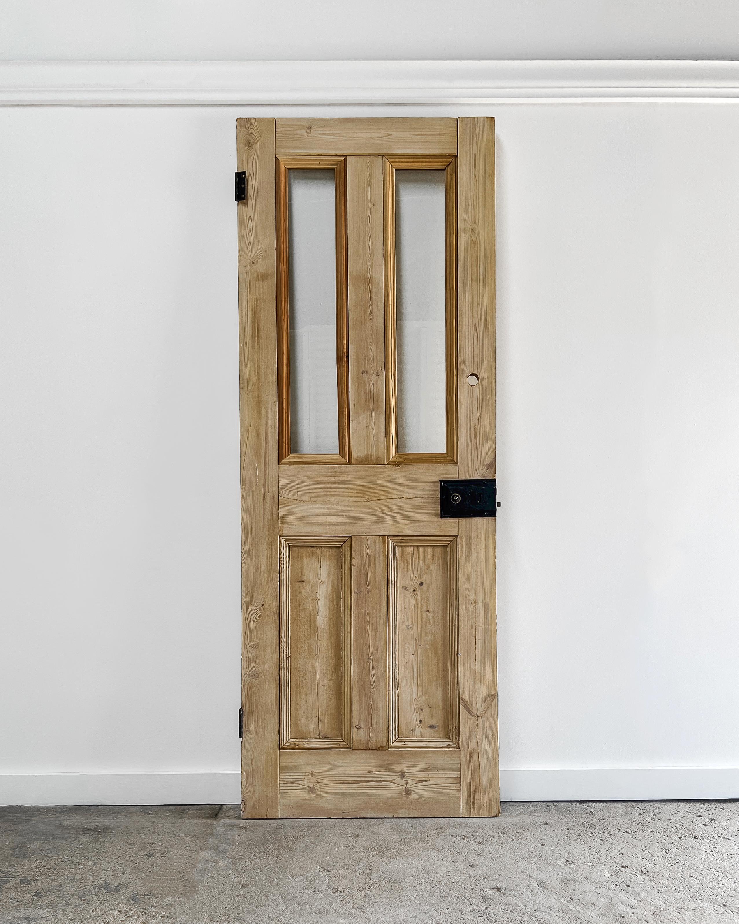19th Century Reclaimed 2-Lite English Pine Door For Sale 7